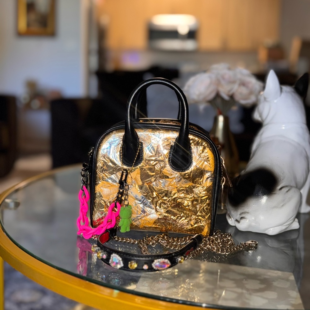 Christian Louboutin Gold patent Marie Jane nano crossbody mini bag rare